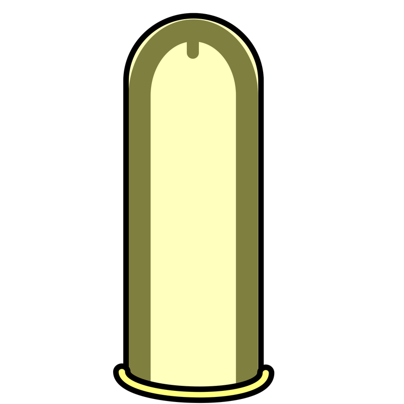 an upright light yellow condom with the shape of a penis vaguely visible under it.